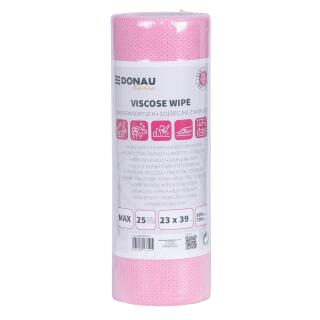 Ścierki na rolce Donau HOME 23 x 39 cm, 25 sztuk, uniwersalne, wiskoza 70% różowe