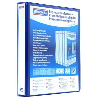 Segregator ofertowy Donau A4, ringowy 4DR/40mm, grzbiet 63 mm, 5 kieszeni niebieski