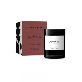 Świeca sojowa Candly & Co 250 g, zapach No.5 Bergamotka i Neroli, w szkle z cytatem Go Where You Feel Most