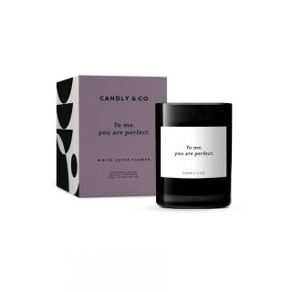 Świeca sojowa Candly & Co 250 g, zapach No.8 Kwiat Lotosu, w szkle z cytatem To Me You Are Perfect