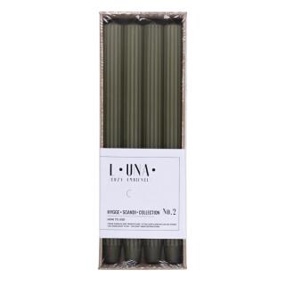 Świeca stołowa Donau Home 25 x 300 mm, ryflowana, 4 sztuki khaki