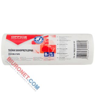 Taśma klejąca Office Products, matowa niewidoczna, biurowa, 8 sztuk 19mm x 33m