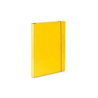 Teczka przestrzenna VauPe A4, grzbiet 4 cm, kartonowa na gumkę, 3-skrzydłowa żółty