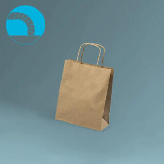 Torba papierowa 180 x 80 x 225 mm EcoBag, ze skręcanym uchwytem brązowa