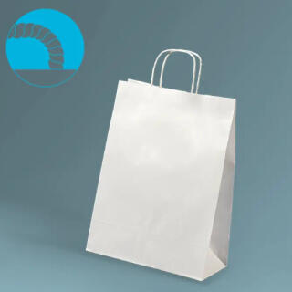 Torba papierowa 240 x 100 x 320 mm EcoBag 7,6L, ze skręcanym uchwytem biała