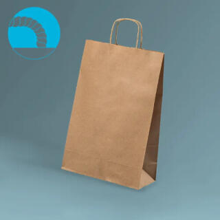 Torba papierowa 240 x 100 x 360 mm EcoBag 8,6L, ze skręcanym uchwytem brązowa