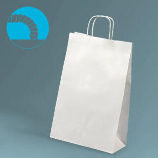 Torba papierowa 240 x 100 x 360 mm EcoBag, ze skręcanym uchwytem biała
