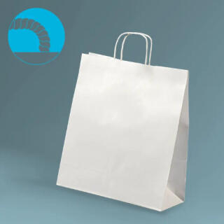 Torba papierowa 305 x 170 x 340 mm EcoBag, ze skręcanym uchwytem biała