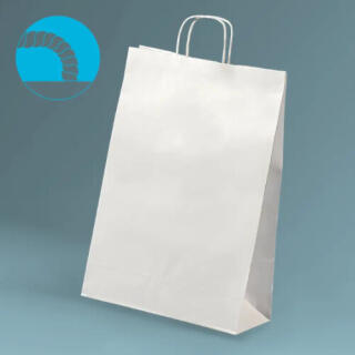 Torba papierowa 305 x 170 x 425 mm EcoBag 22L, ze skręcanym uchwytem biała