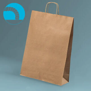 Torba papierowa 305 x 170 x 425 mm EcoBag 22L, ze skręcanym uchwytem brązowa