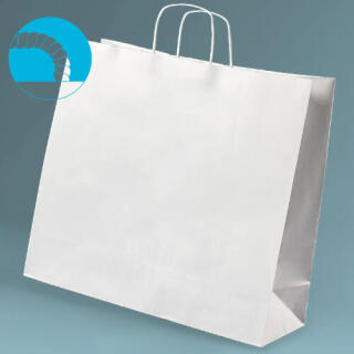 Torba papierowa 500 x 180 x 390 mm EcoBag, ze skręcanym uchwytem biała