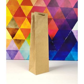 Torebka na butelkę 11 x 9 x 40 cm, kraft, papierowa z uchwytem brązowa