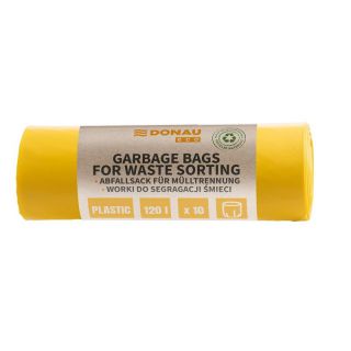 Worki do segregacji odpadów Donau ECO 120L x 10 sztuk, folia LDPE z recyklingu, bez wiązania żółte