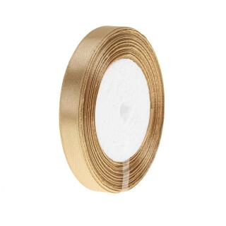 Wstążka satynowa Brewis wąska 12 mm x 32 m, na szpulce ciemno złota
