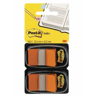 Zakładki indeksujące Post-it 25,4 x 43,2 mm, foliowe paski, 2 x 50 sztuk pomarańzzowe
