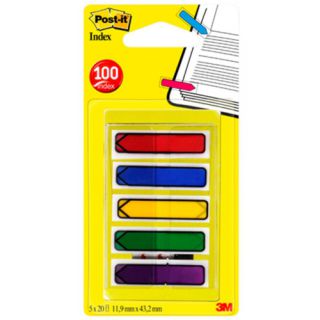 Zakładki indeksujące Post-it 684-ARR1 12x43 mm, foliowe strzałki, 100 sztuk w dyspenserze 5 kolorów