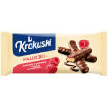 Ciastka Krakuski Paluszki, herbatniki z galaretką malinową, w czekoladzie 144 g