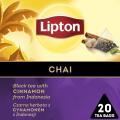 Herbata czarna Lipton Discovery Collection Chai z Cynamonem z Indonezji, aromatyzowana, torebki piramidki 20 torebek