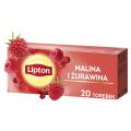 Herbata owocowa Lipton Malina i Żurawina, torebki ze sznureczkami 20 torebek