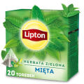 Herbata zielona Lipton Intense Mint Mięta, aromatyzowana, torebki piramidki 20 torebek
