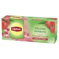 Herbata zielona Lipton z Nutą Truskawki i Maliny, aromatyzowana, torebki ze sznureczkami 25 torebek