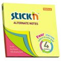 Karteczki samoprzylepne Stick'n 76x76 mm, 4 kolory 1 x 100 kartek