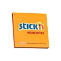 Karteczki samoprzylepne Stick'n 76x76 mm, neonowy bloczek 100 kartek pomarańczowy