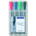 Komplet Staedtler Lumocolor 351, markery suchościeralne do tablic i szkła, w etui, końcówka okrągła 4 kolory