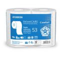 Papier toaletowy Velvet CARE Professional Comfort, standardowy biały papier celulozowy, 2-warstwowy
 4 rolki x 53 m