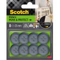 Podkładki ochronno-ślizgowe Scotch Move & Protect, okrągłe 25 mm, samoprzylepne, szare 8 sztuk