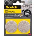 Regulowane podkładki filcowe Scotch Customisable, okrągłe 19-37 mm, samoprzylepne, brązowe 4 sztuki