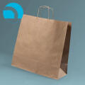 Torba papierowa 400 x 180 x 390 mm EcoBag 28,05L, ze skręcanym uchwytem brązowa