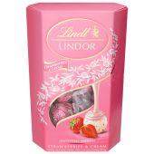 Praliny Lindt Lindor Cornet Strawberry, czekoladki z nadzien...