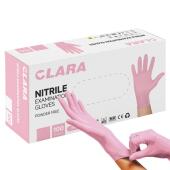 Rękawice nitrylowe Clara, bezpudrowe, różowe, 100 sztuk